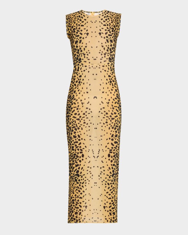 Power Mesh Sleeveless Midi Dress